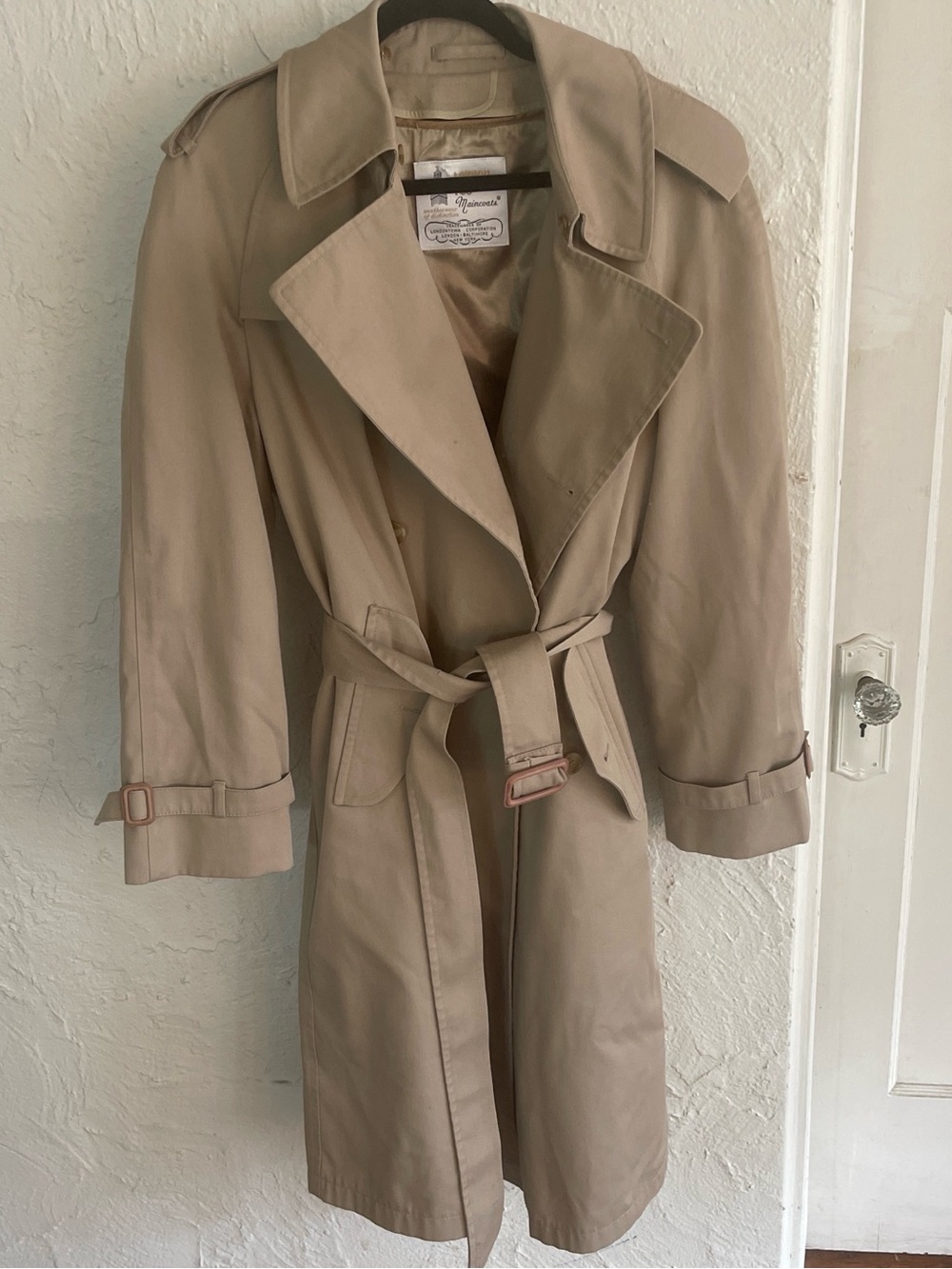London Fog Tan Trench Coat with Waist Belt